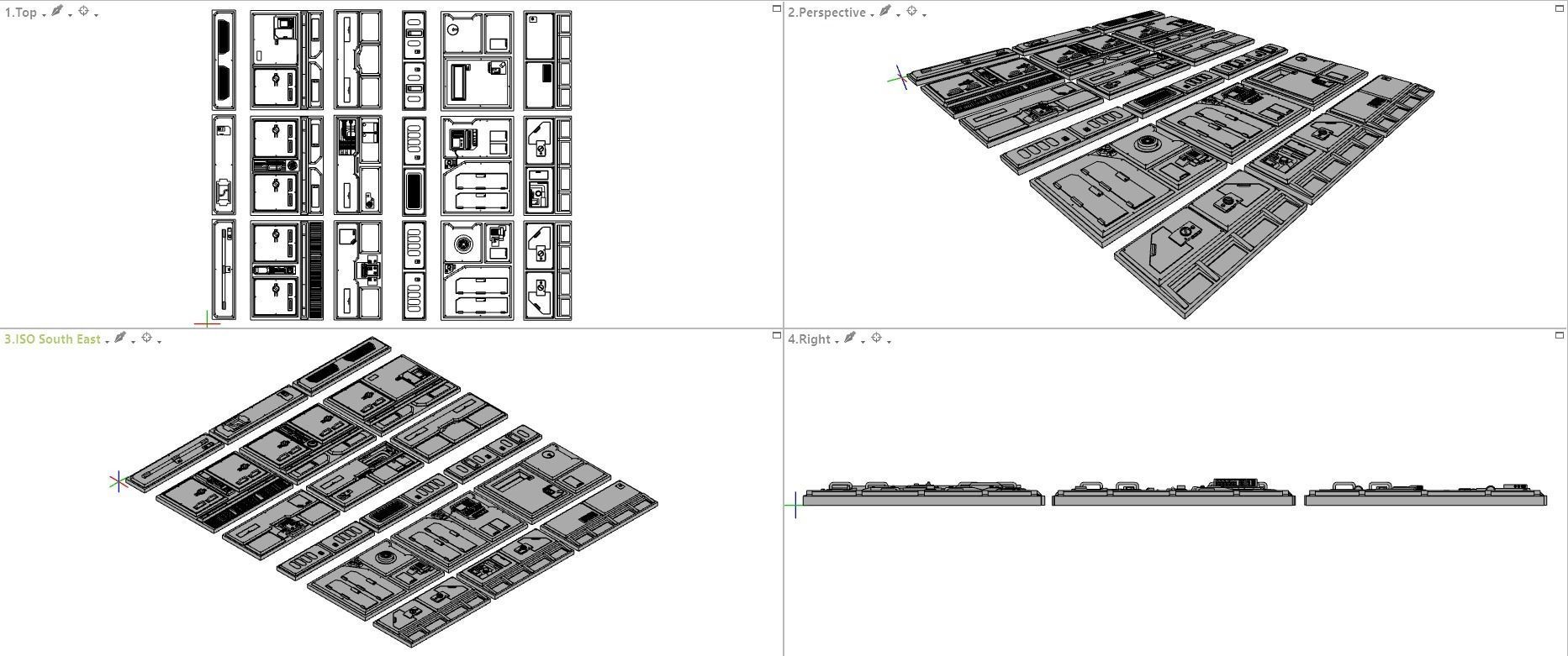 Sci-Fi Wall Panels Kit II - 18 Parts - Props 3D model_9