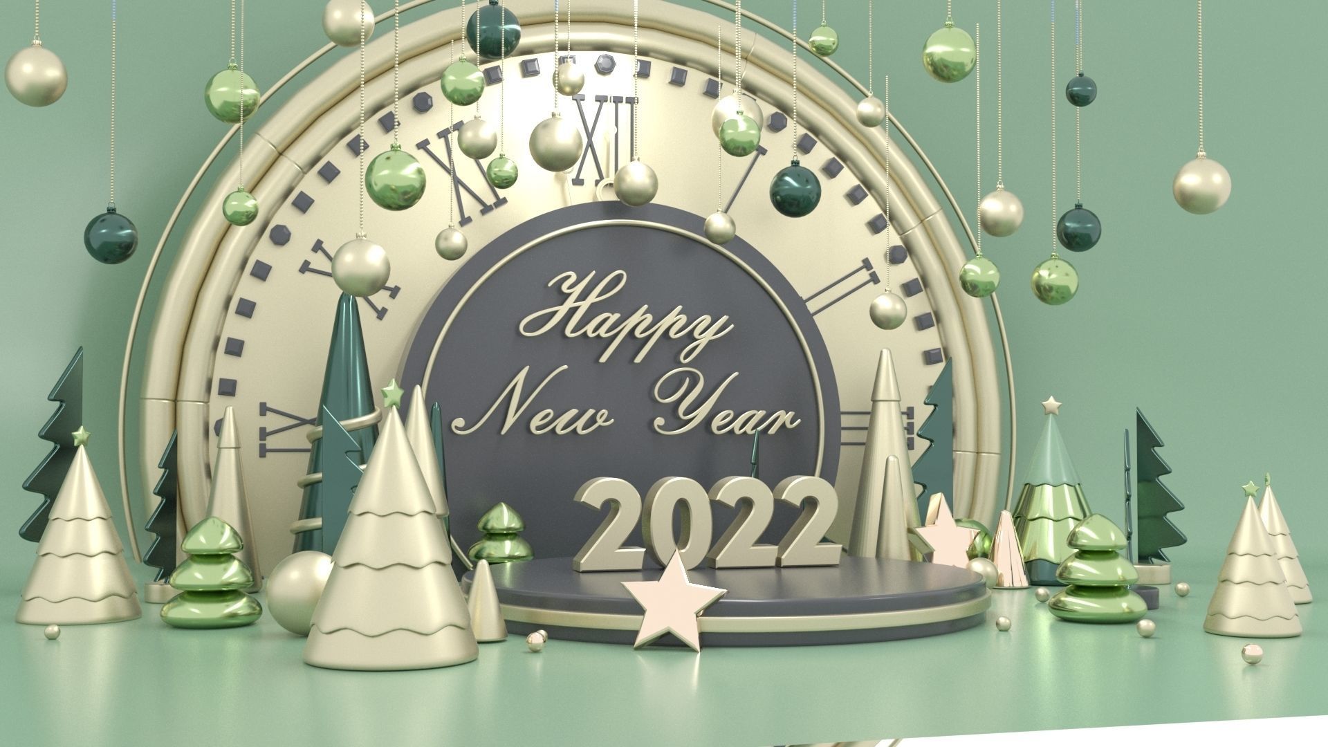 New Year  Scene 3D model_1