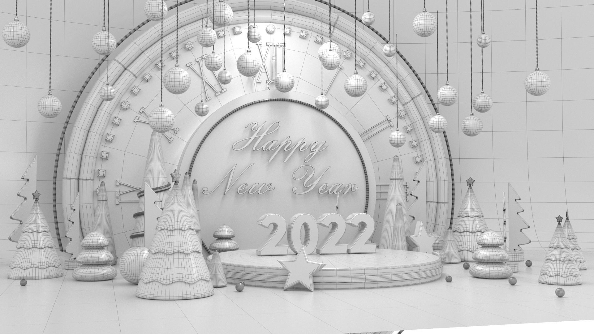 New Year  Scene 3D model_3