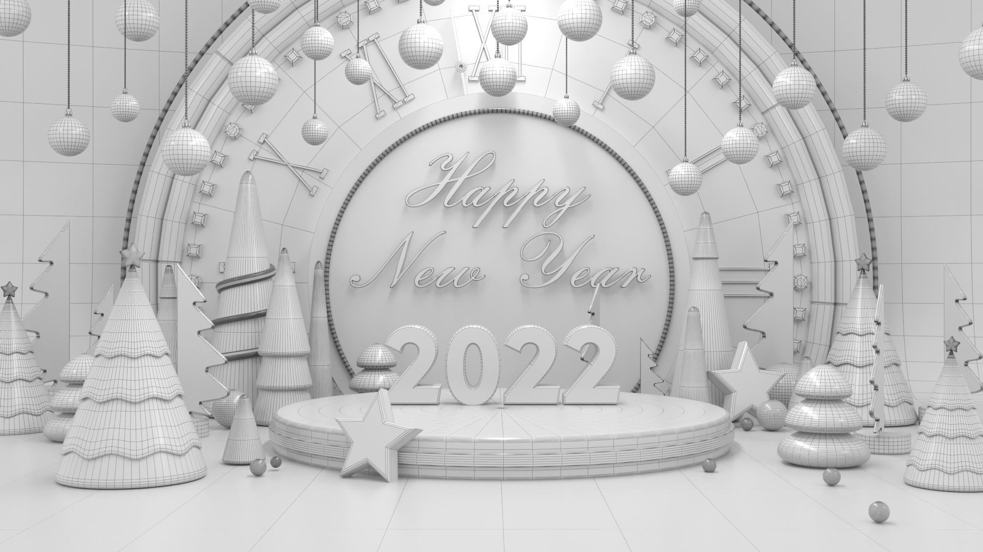 New Year  Scene 3D model_4