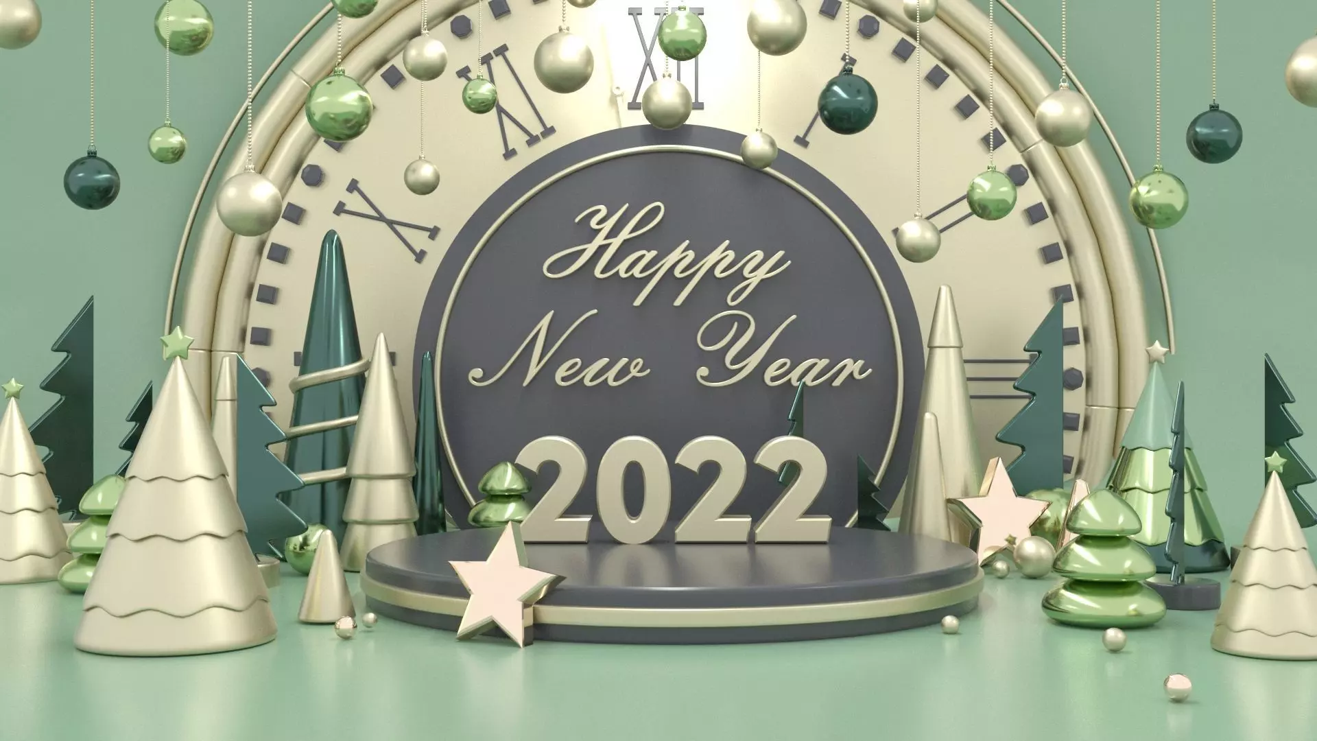 New Year  Scene 3D model_0