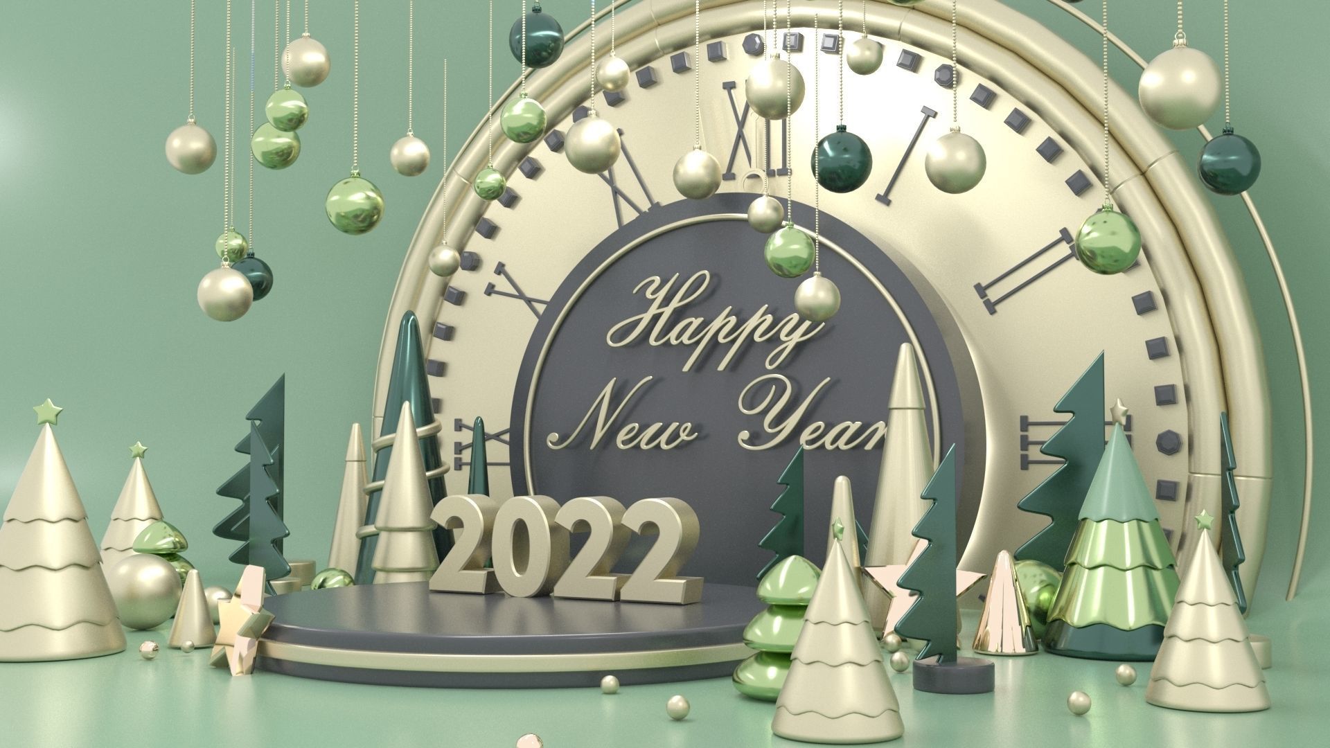 New Year  Scene 3D model_2