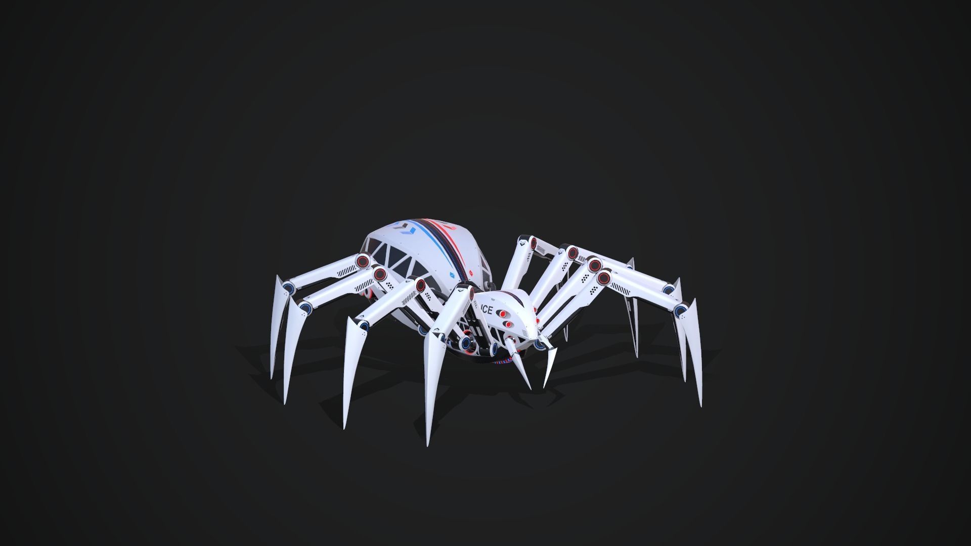 Spider Robot  Low-poly 3D model_16