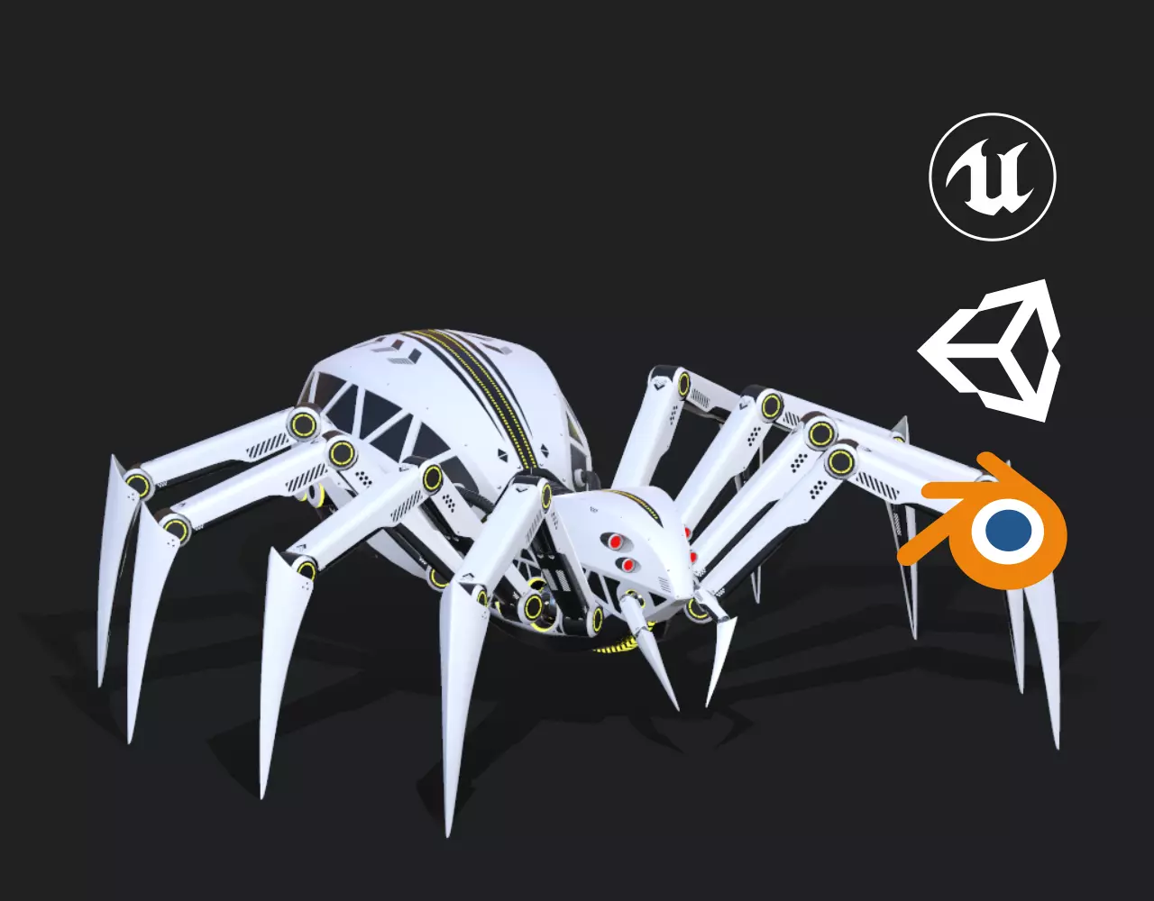 Spider Robot  Low-poly 3D model_0