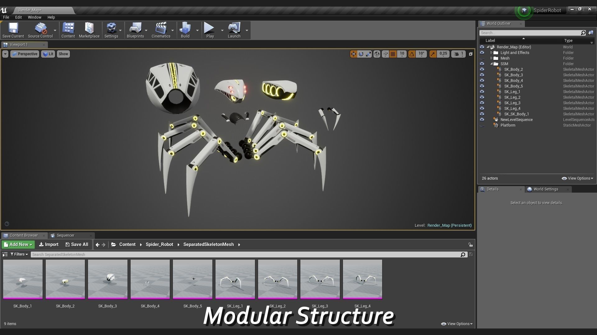 Spider Robot  Low-poly 3D model_9