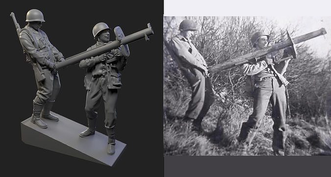 USA Soldiers ww2 3D print model