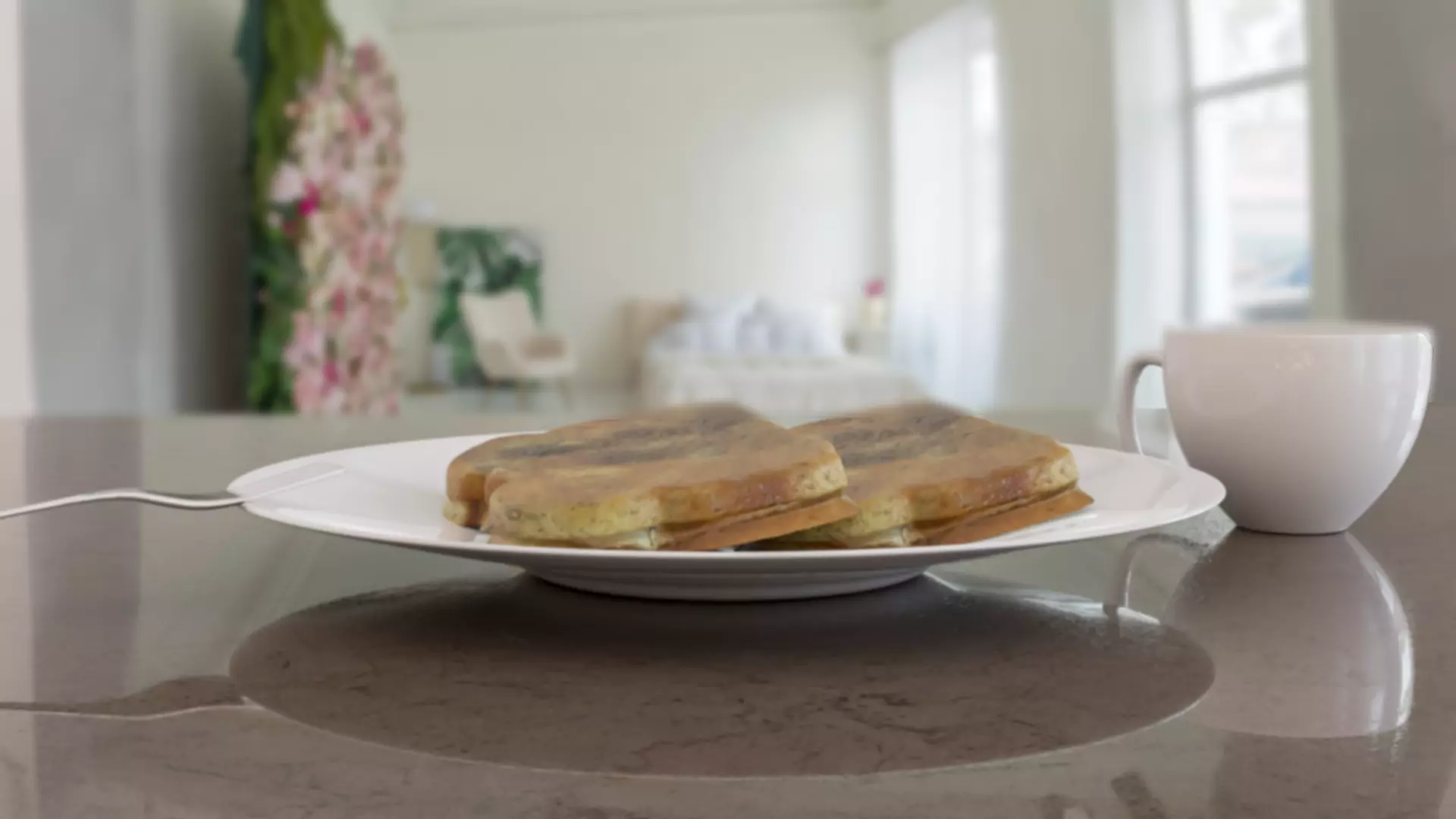 Toasted bread with coffee Free 3D model_0