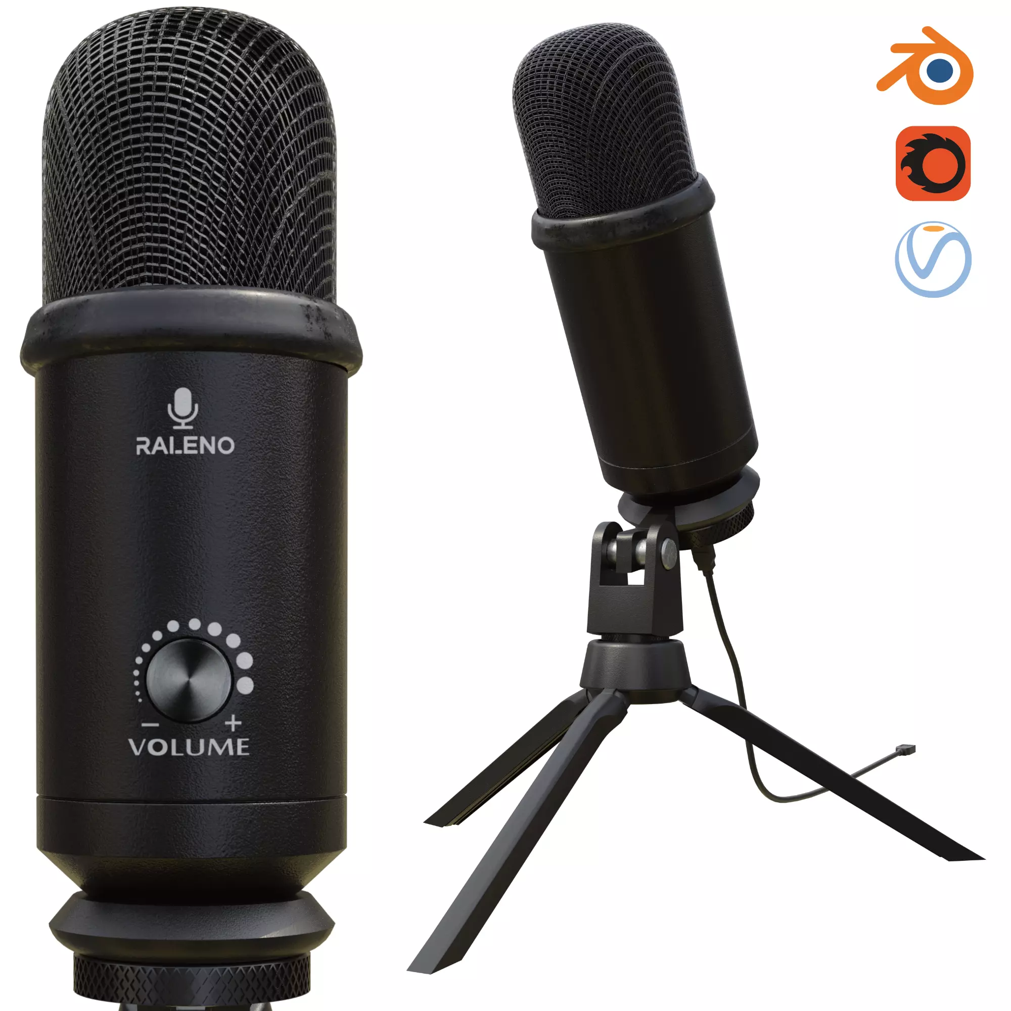 Professional USB Microphone PBR 3D model_0