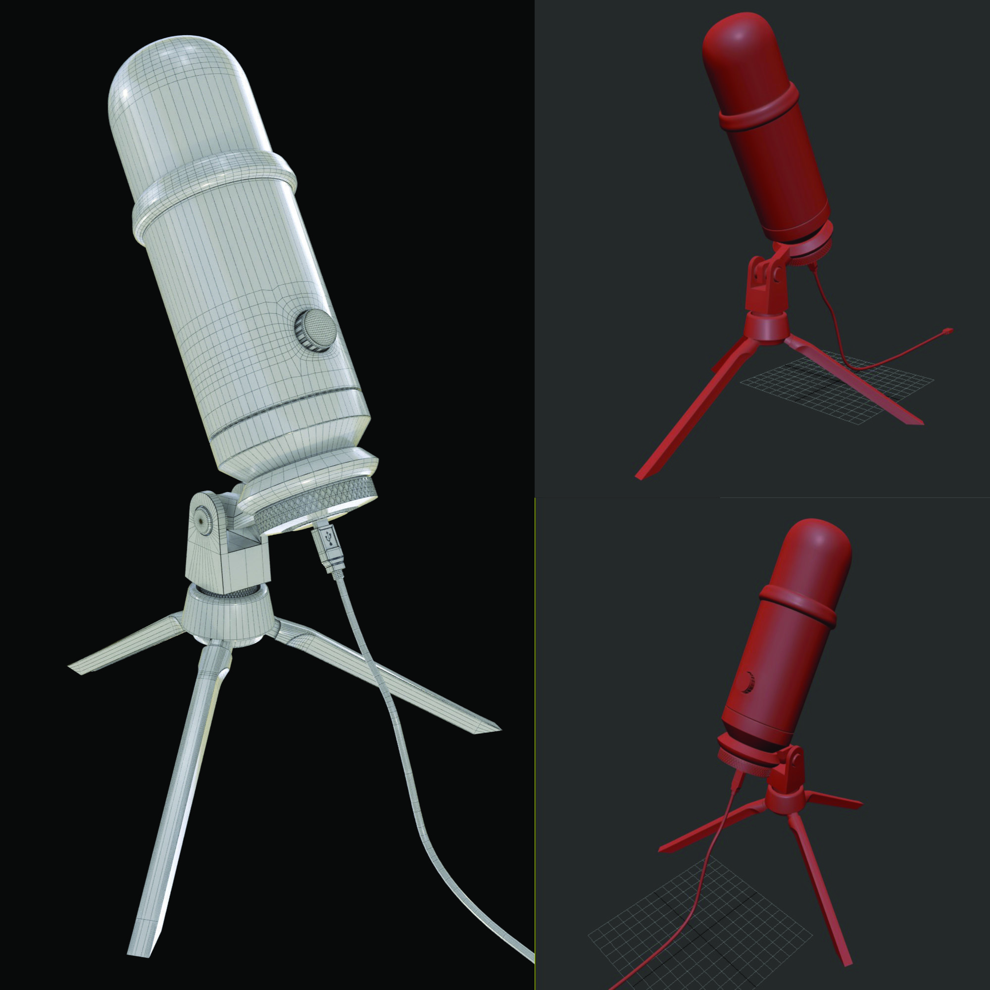 Professional USB Microphone PBR 3D model_2