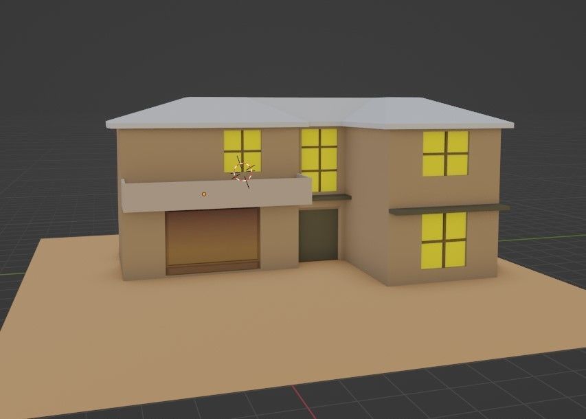 Lowpoly houses house with ladder and barrels Low-poly 3D model_13