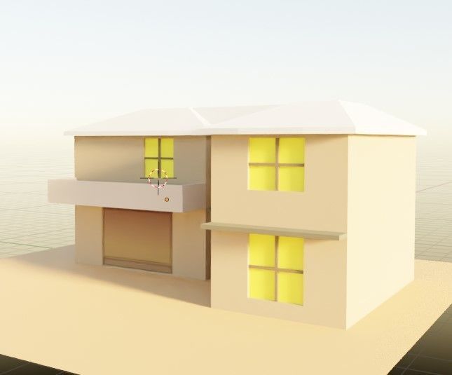 Lowpoly houses house with ladder and barrels Low-poly 3D model_12