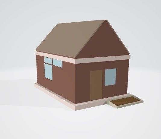 Lowpoly houses house with ladder and barrels Low-poly 3D model_15
