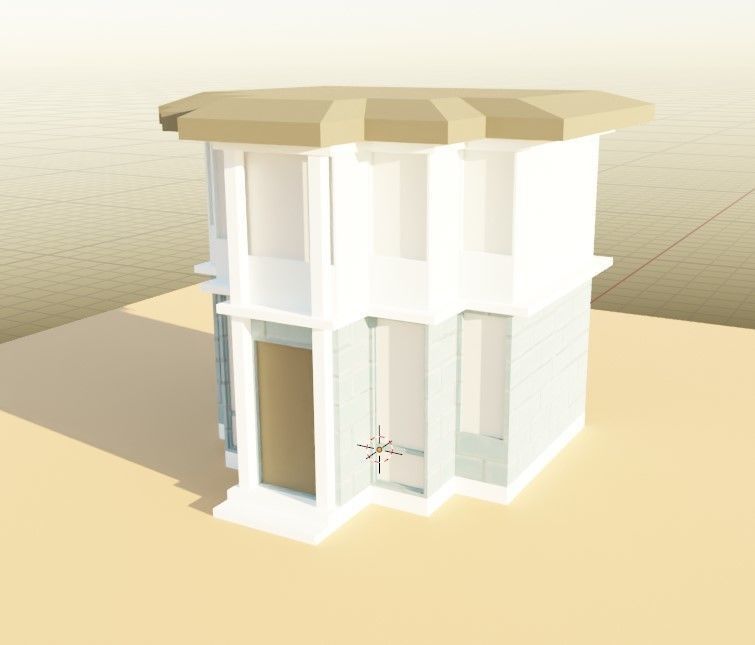 Lowpoly houses house with ladder and barrels Low-poly 3D model_9