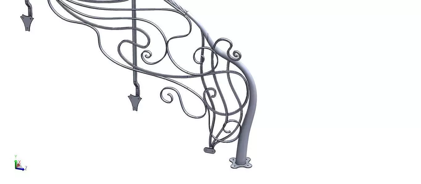 Handrail with twisted forged metal 3D model_0