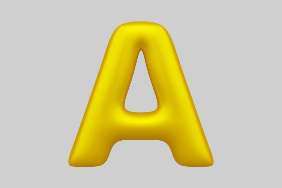 Golden Color Bubble Smooth Alphabet Letters 38 PCS 3D Models 3D model_2