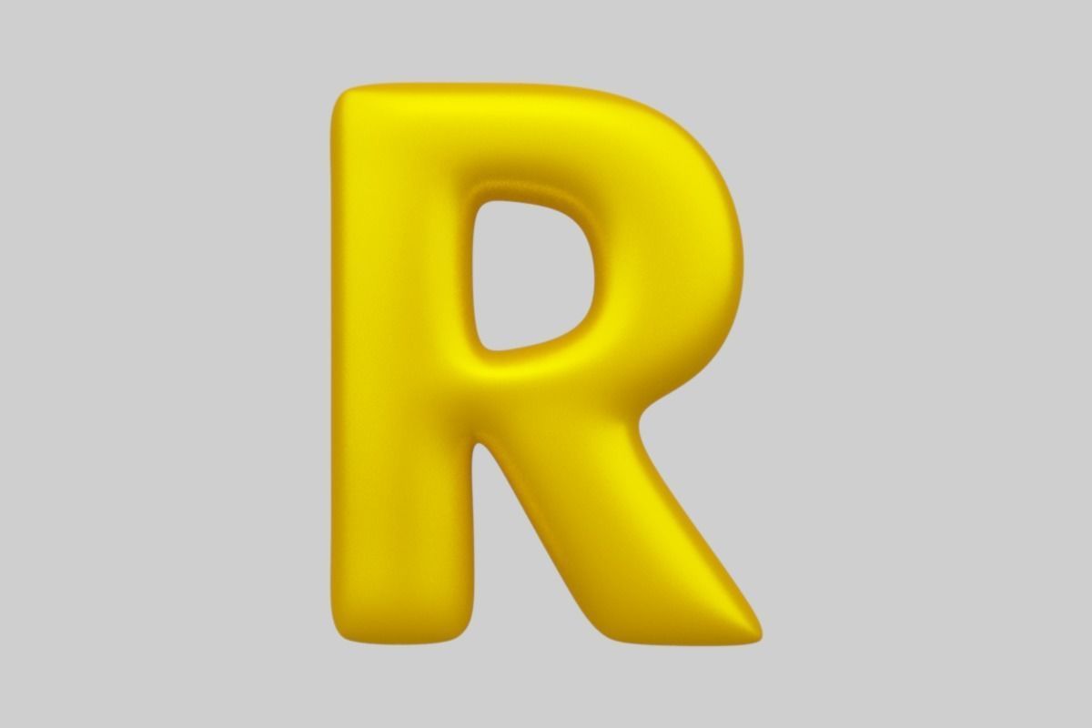 Golden Color Bubble Smooth Alphabet Letters 38 PCS 3D Models 3D model_19