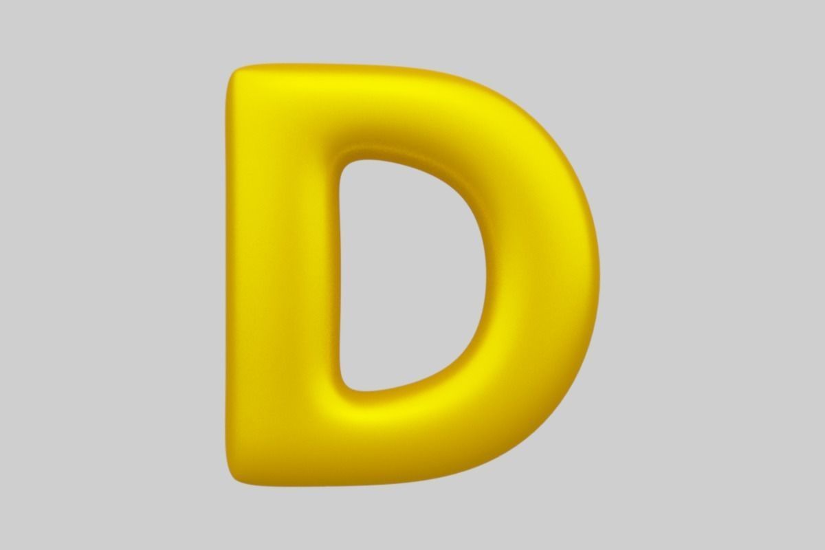 Golden Color Bubble Smooth Alphabet Letters 38 PCS 3D Models 3D model_5