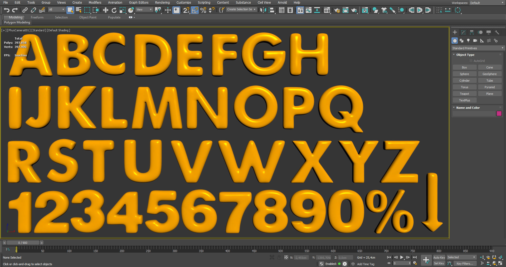 Golden Color Bubble Smooth Alphabet Letters 38 PCS 3D Models 3D model_40