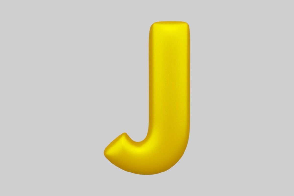 Golden Color Bubble Smooth Alphabet Letters 38 PCS 3D Models 3D model_11