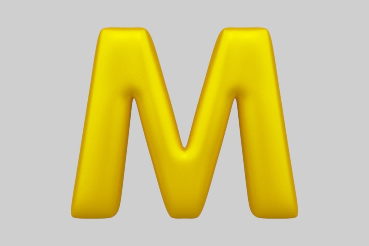 Golden Color Bubble Smooth Alphabet Letters 38 PCS 3D Models 3D model_14