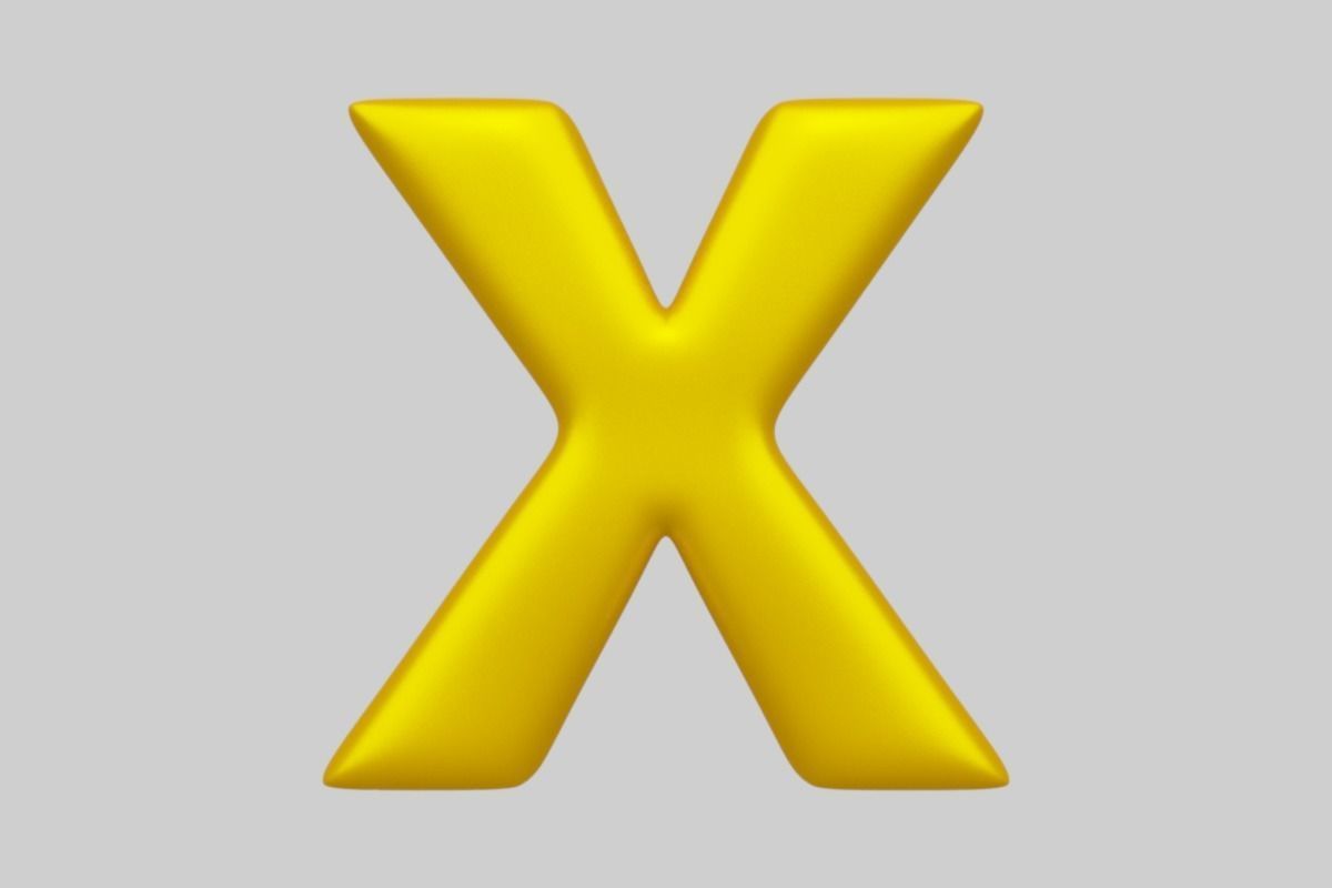 Golden Color Bubble Smooth Alphabet Letters 38 PCS 3D Models 3D model_25