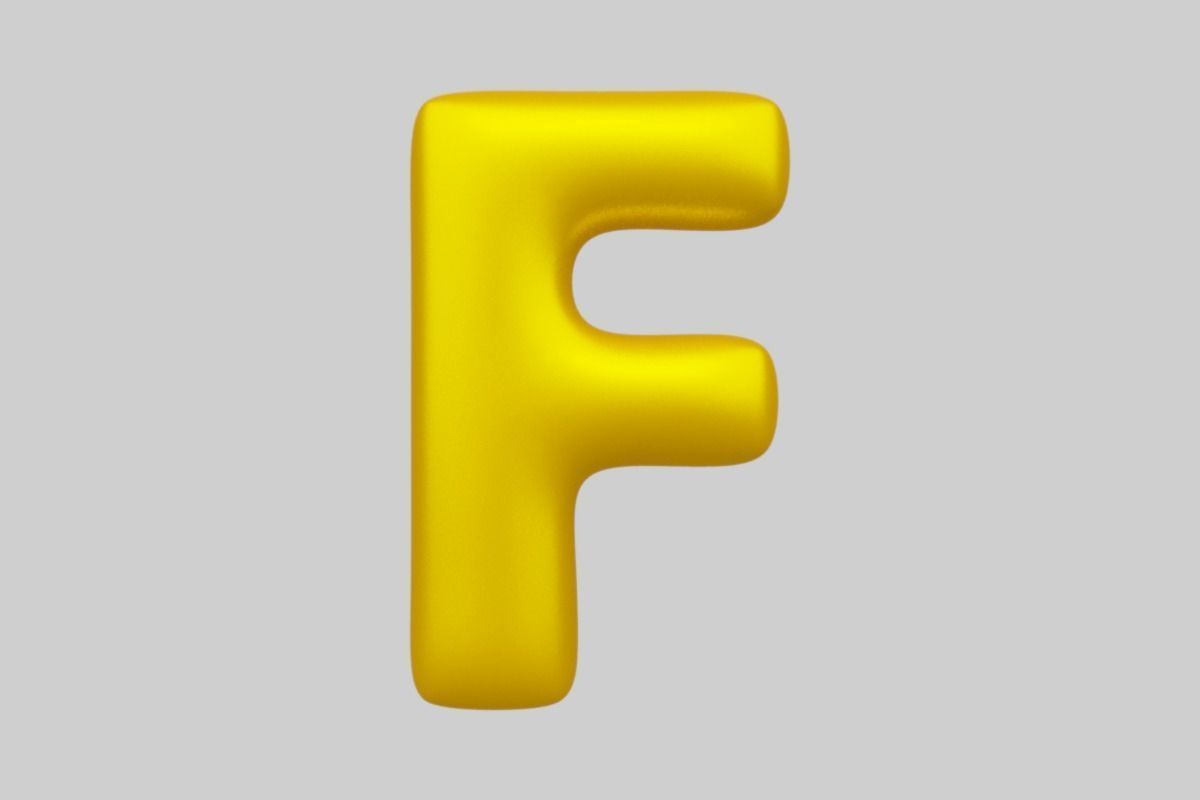 Golden Color Bubble Smooth Alphabet Letters 38 PCS 3D Models 3D model_7