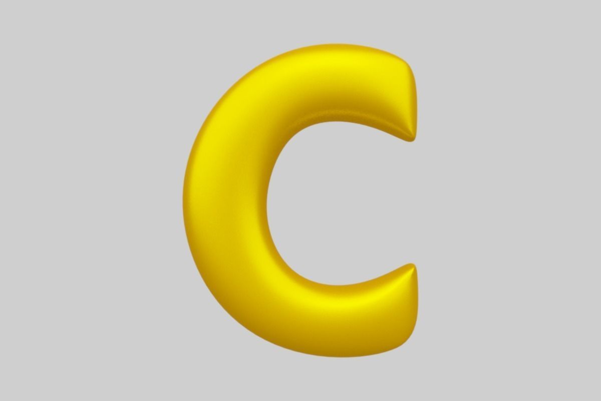 Golden Color Bubble Smooth Alphabet Letters 38 PCS 3D Models 3D model_4