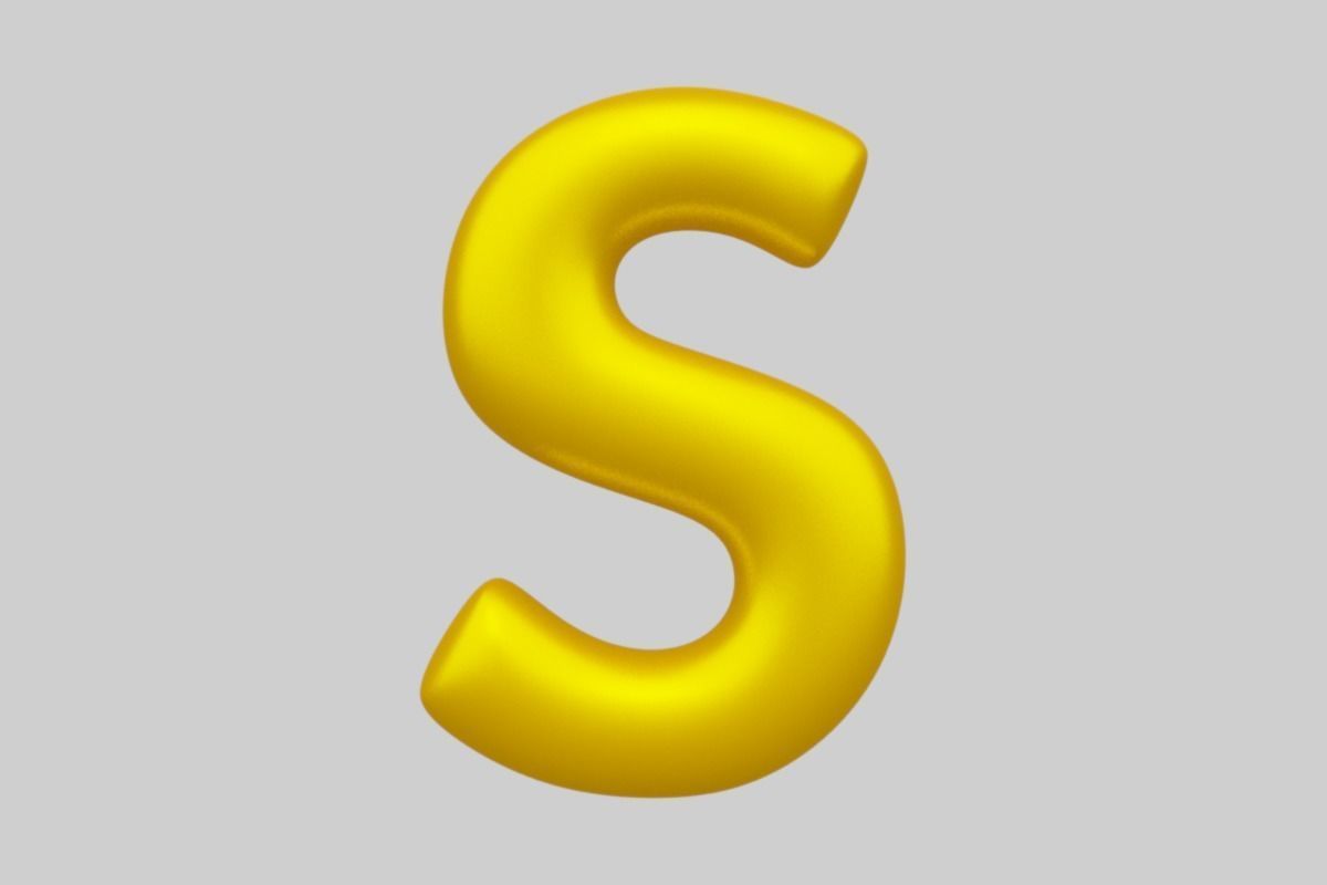 Golden Color Bubble Smooth Alphabet Letters 38 PCS 3D Models 3D model_20
