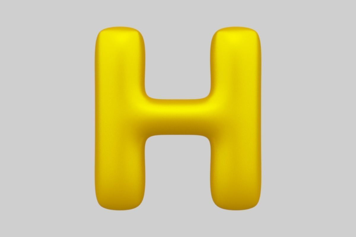 Golden Color Bubble Smooth Alphabet Letters 38 PCS 3D Models 3D model_9