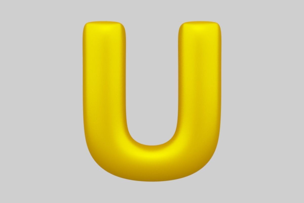 Golden Color Bubble Smooth Alphabet Letters 38 PCS 3D Models 3D model_22