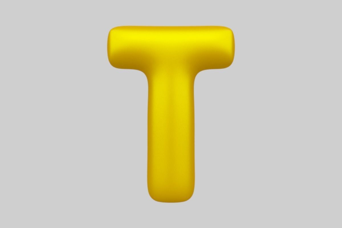 Golden Color Bubble Smooth Alphabet Letters 38 PCS 3D Models 3D model_21