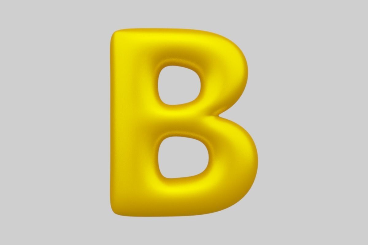 Golden Color Bubble Smooth Alphabet Letters 38 PCS 3D Models 3D model_3