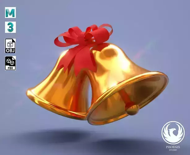Christmas bells lowpoly 3D model Low-poly 3D model