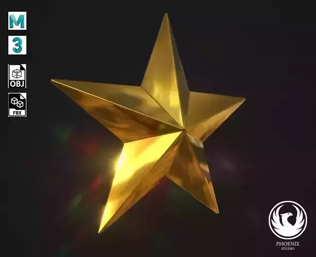 Star lowpoly 3D model golden Low-poly 3D model