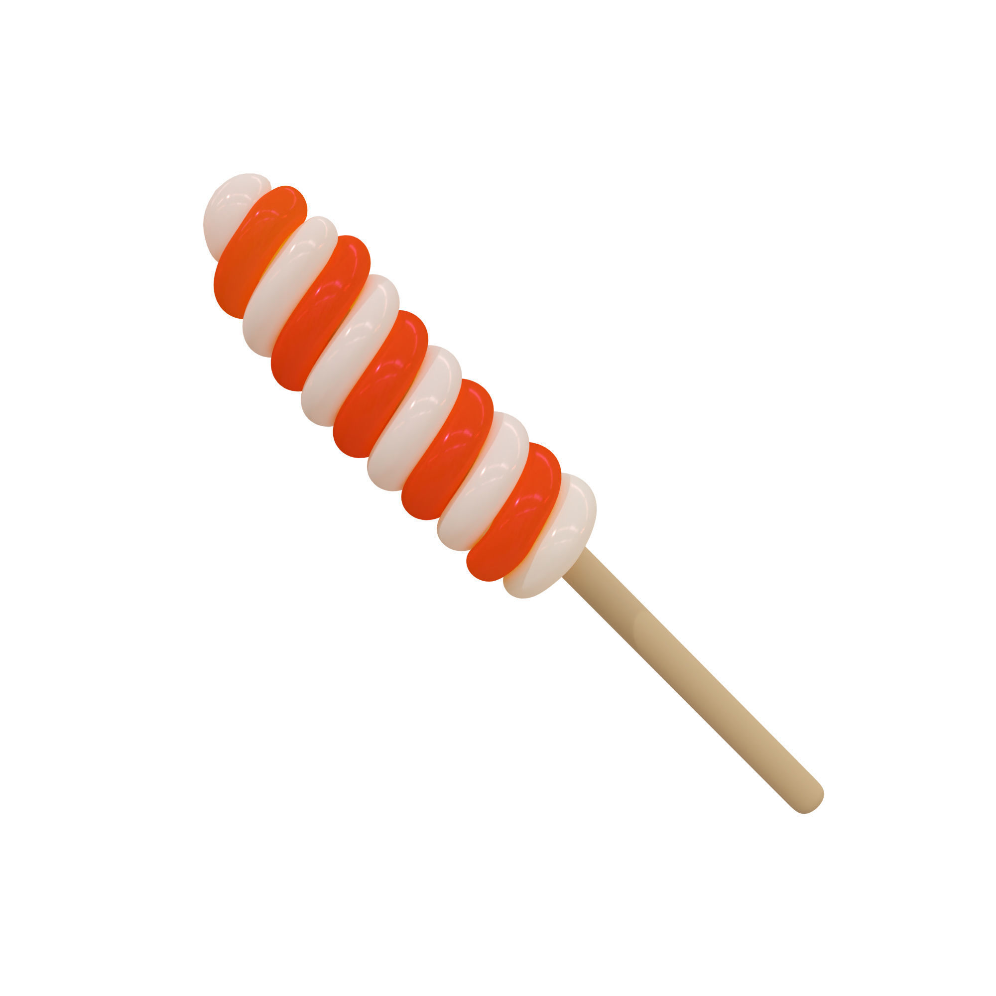 Lollipop orange and on stick 3D model_2