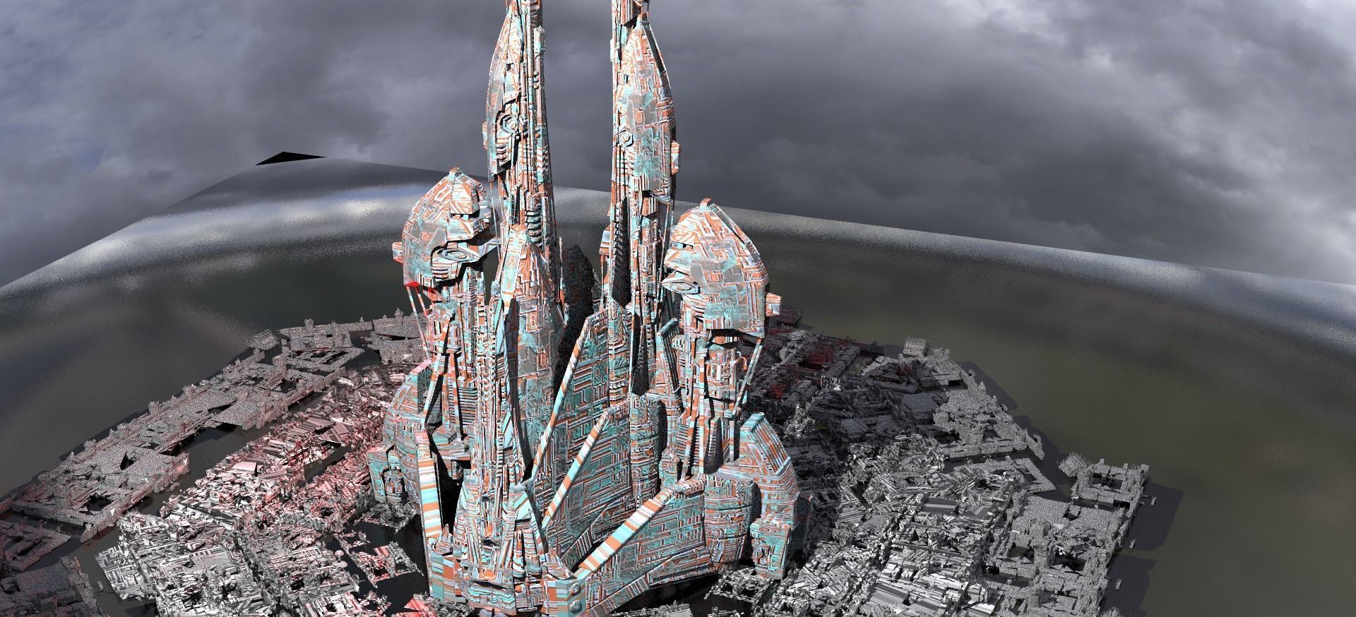 The moon base structures 3D model_2