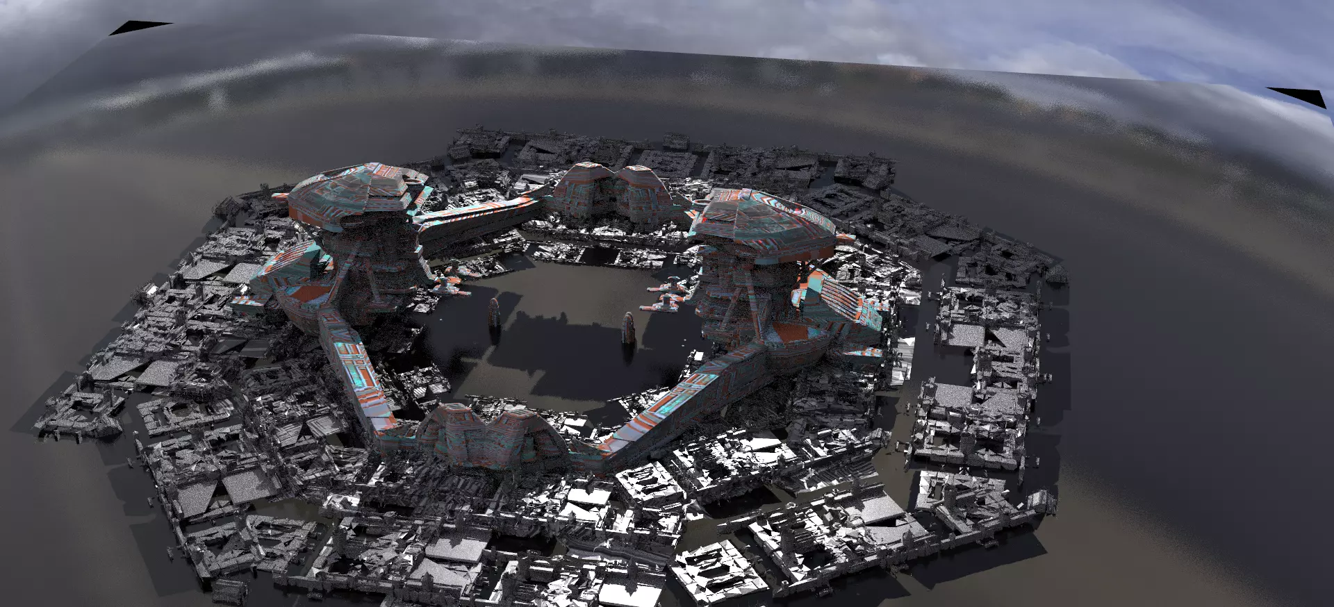 Moon base pad base with extras 3D model