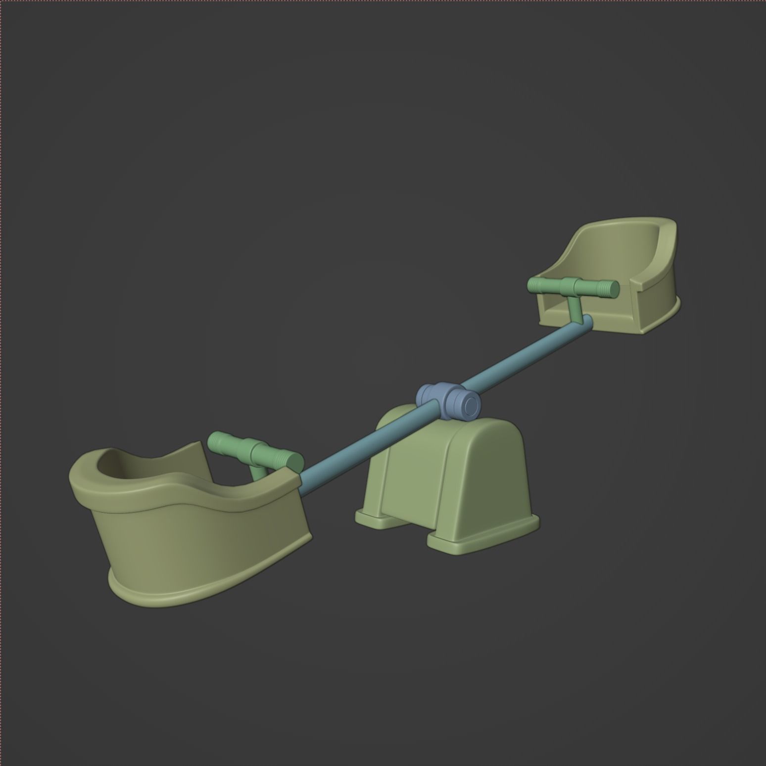 Playground balancer Swing - cartoon style 3D model_3