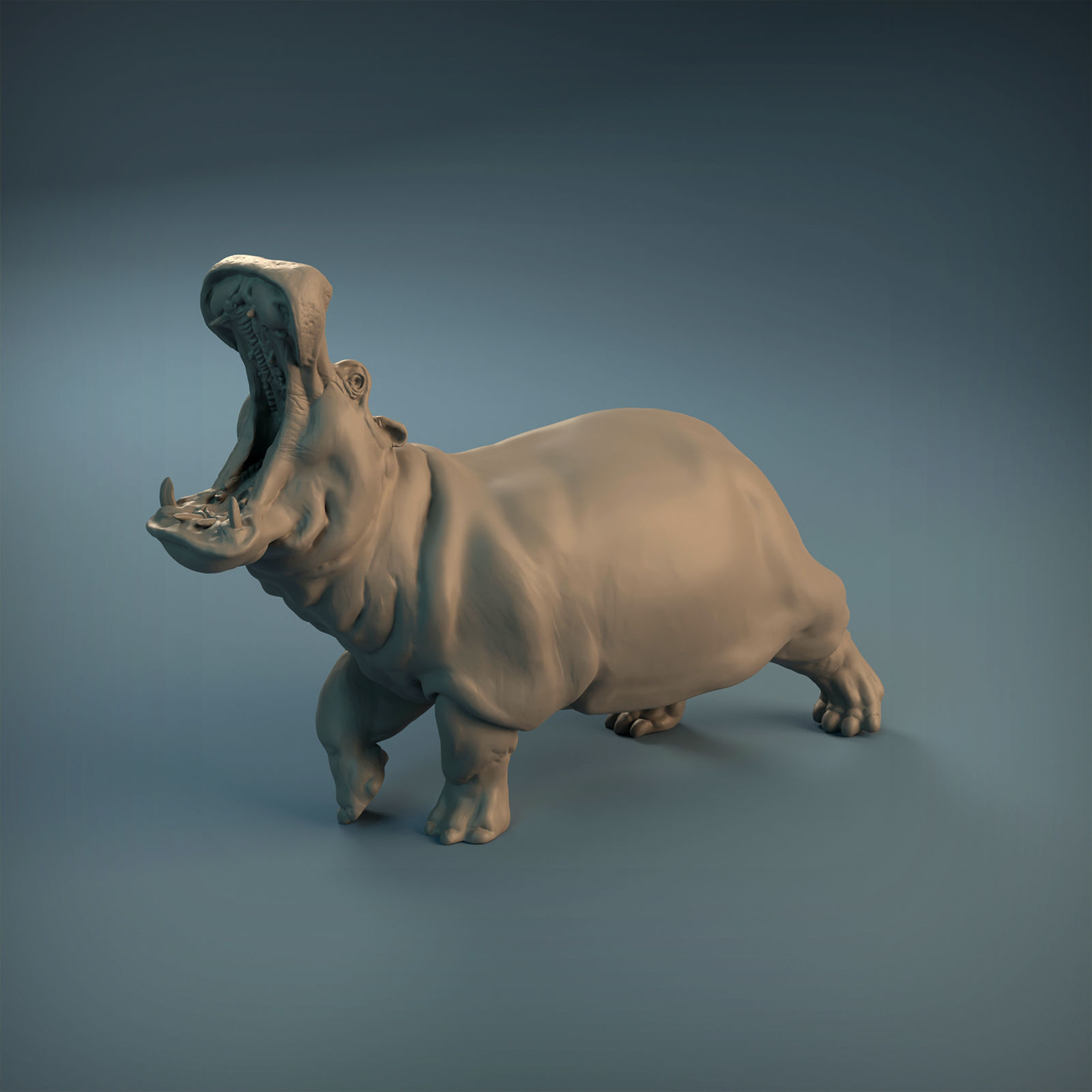 Angry Hippo for 3D printing 3D print model_7