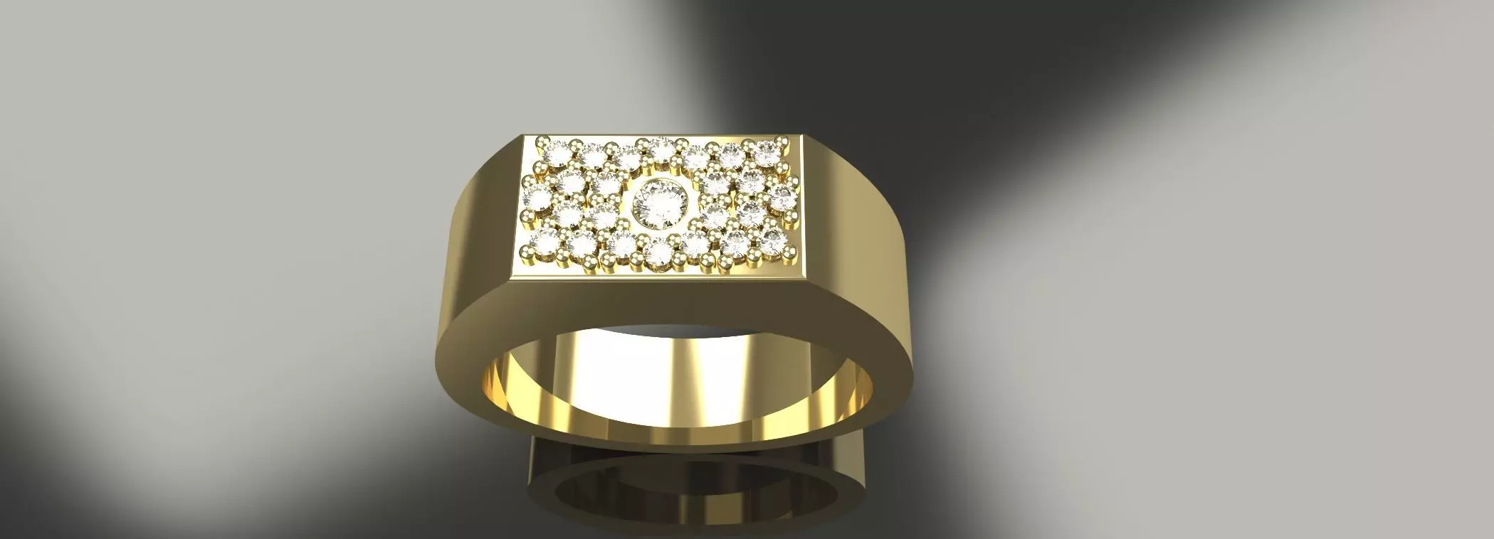 Flush Pave Diamond Ring Gold Silver Luxury Jewelry 3D print model