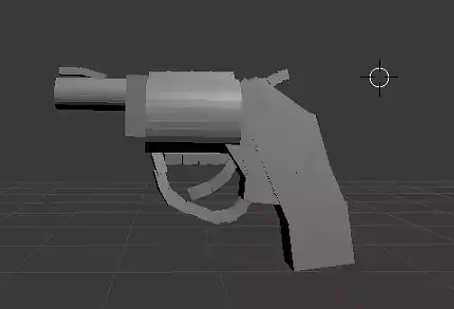 snub nose revolver low poly