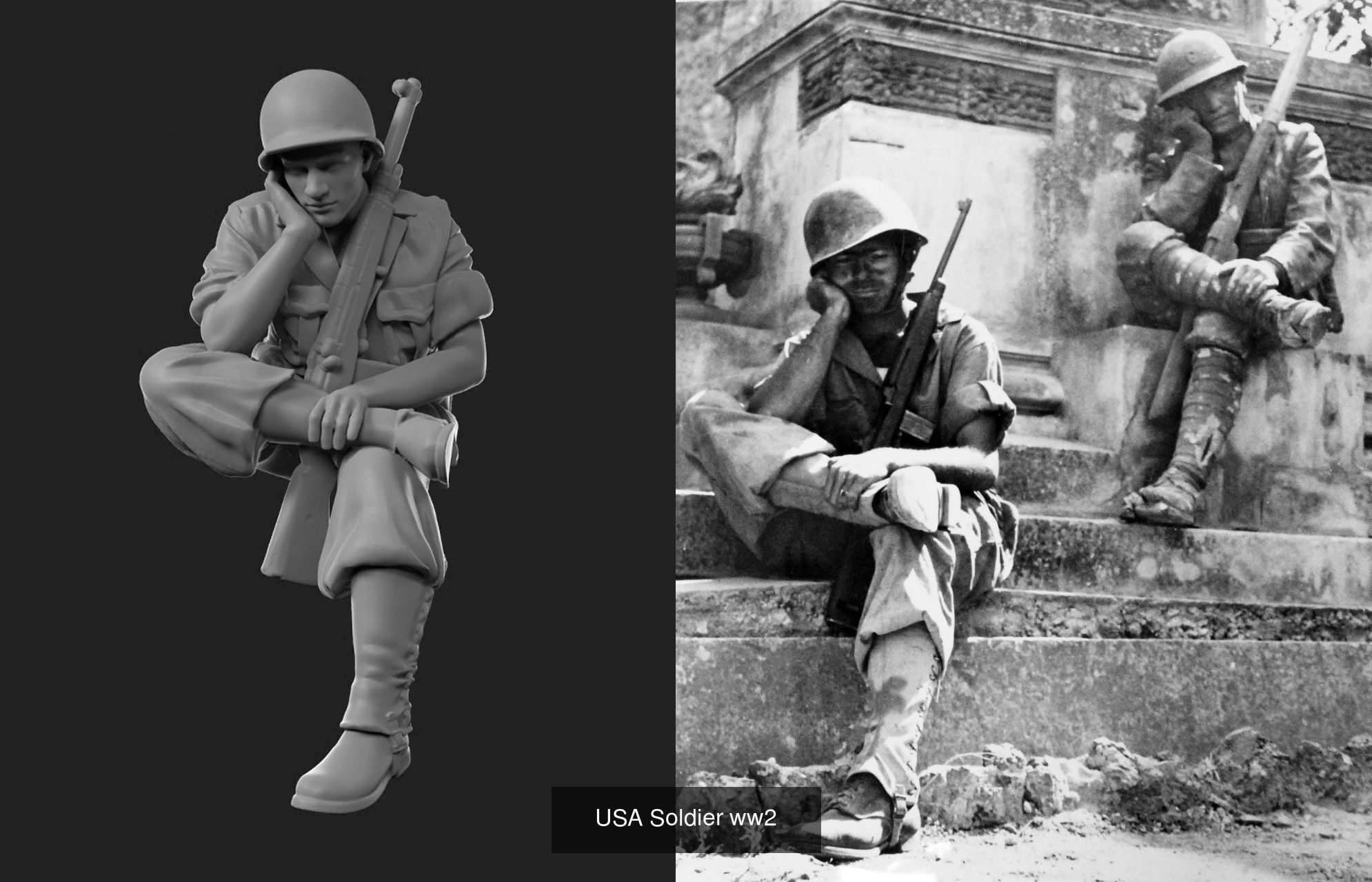 USA Soldiers ww2  3D Model Collection_3
