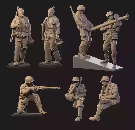 USA Soldiers ww2  3D Model Collection