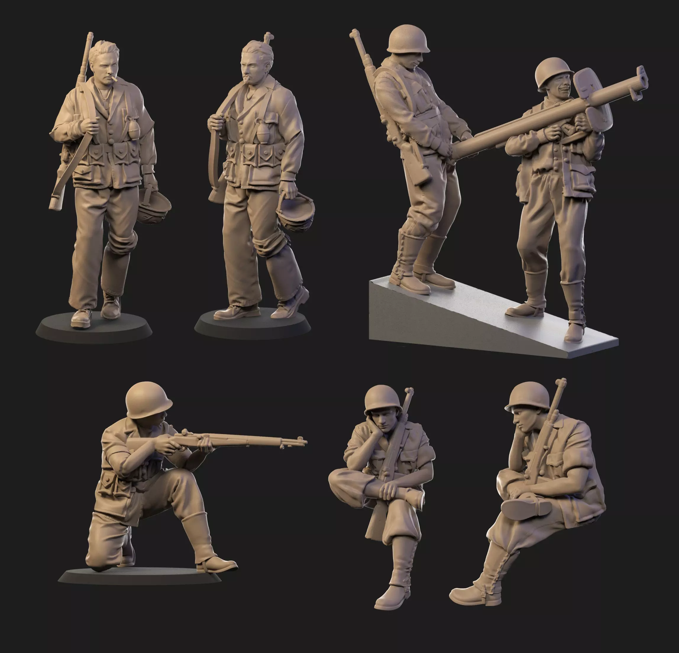 USA Soldiers ww2  3D Model Collection_0