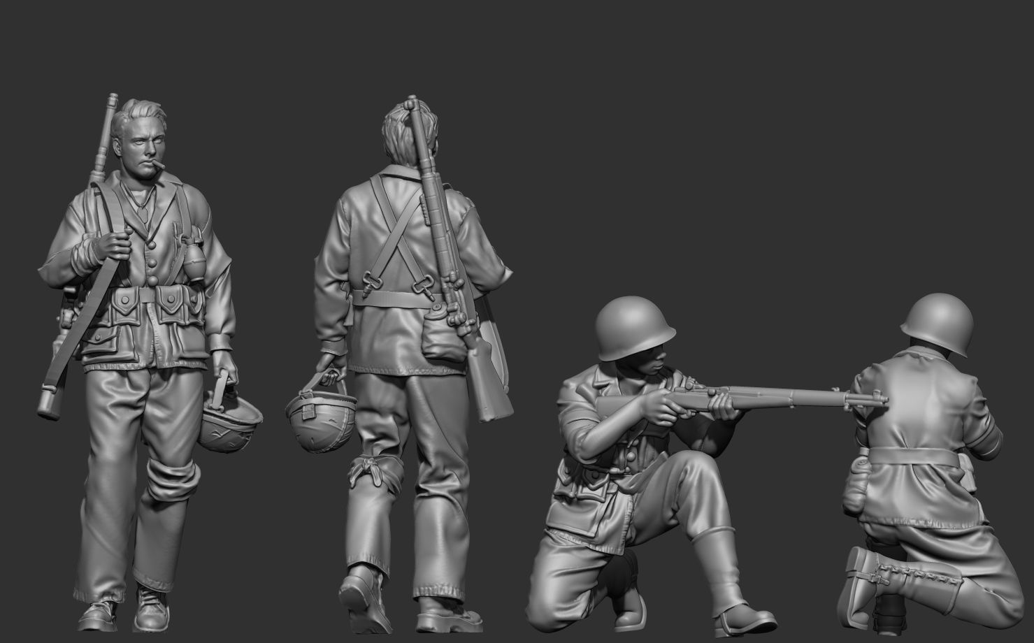 USA Soldiers ww2  3D Model Collection_6