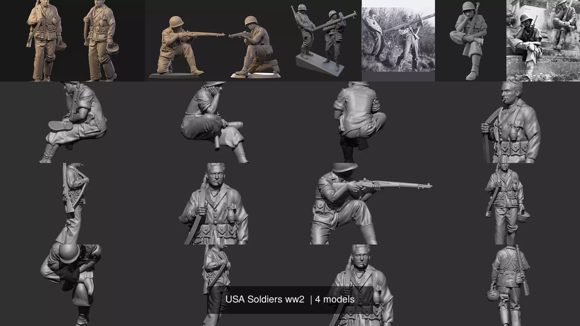 USA Soldiers ww2  3D Model Collection_1