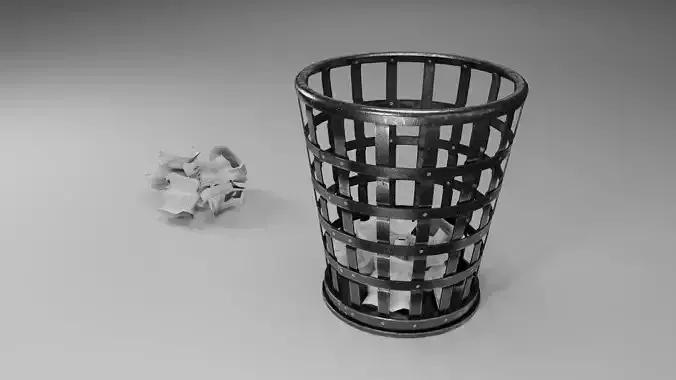 Antique trash can Low-poly 3D model