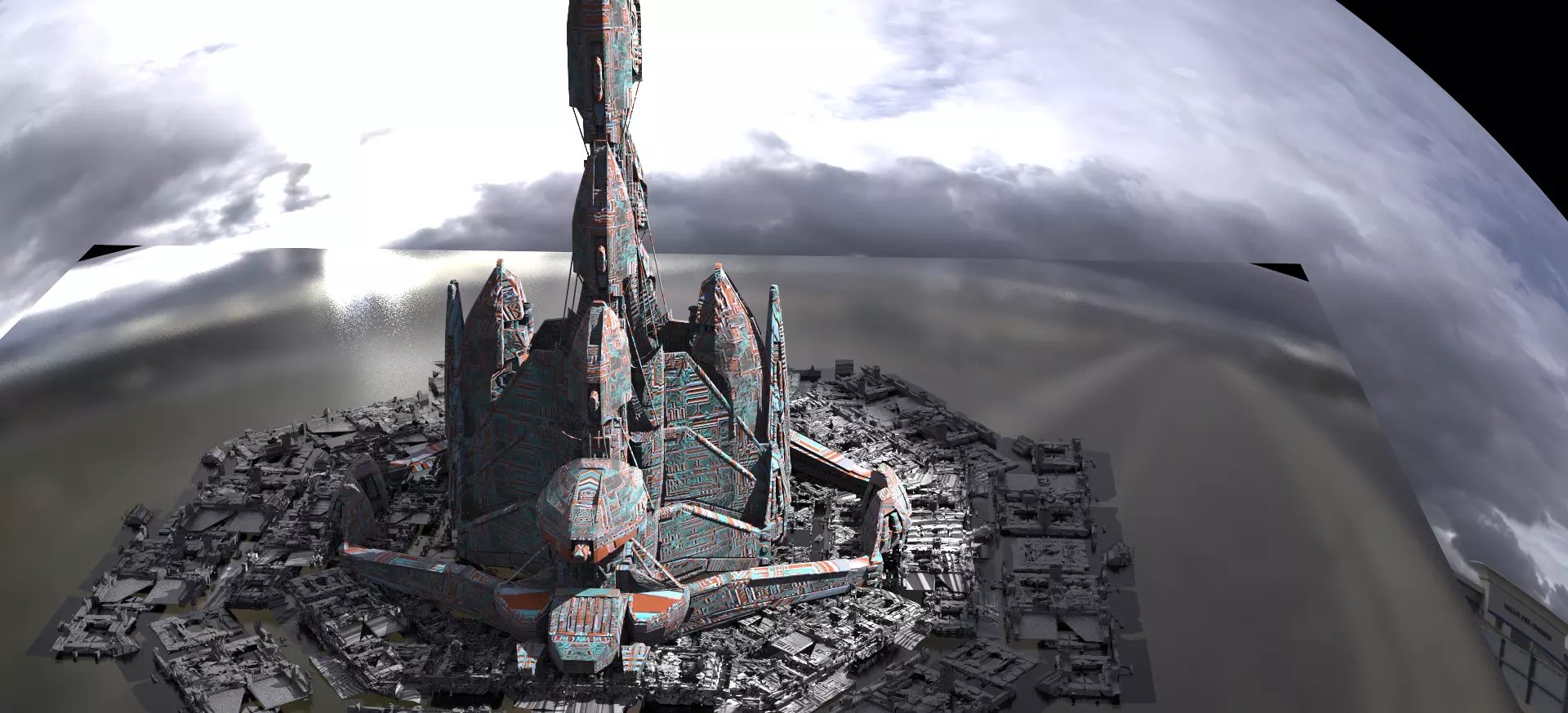 Sci fi planet ship  base 3 3D model_0