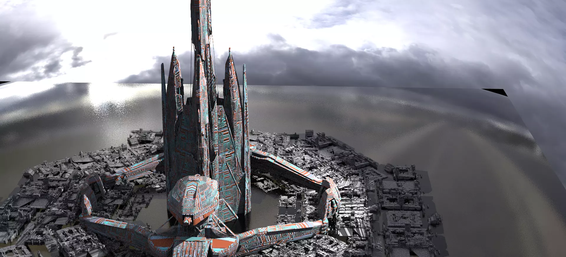 Space station pillars 3D model_0