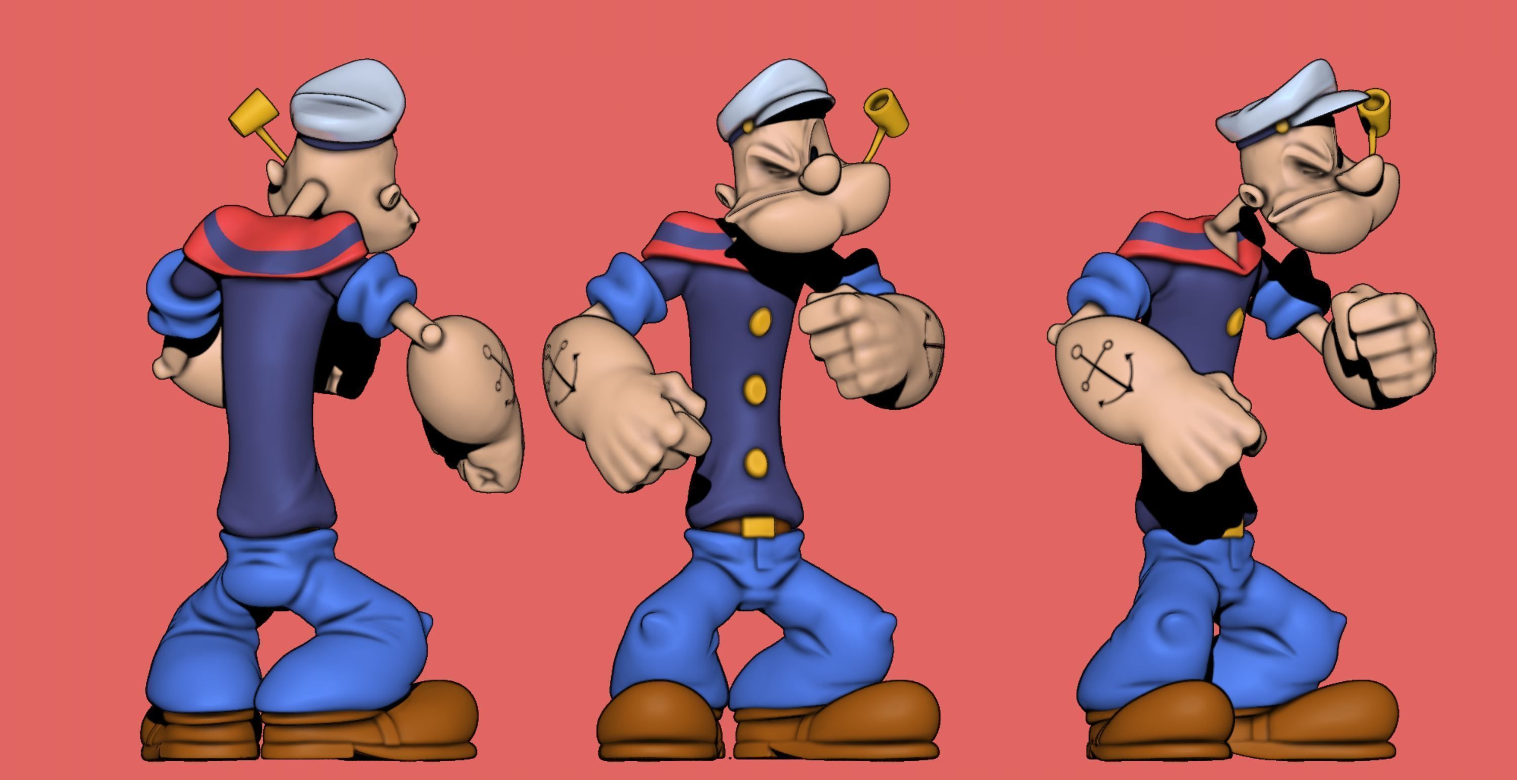 Popeye the Sailor Man Braccio di Ferro 3D print model_5
